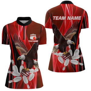 Custom Red Eagle Bowling Shirt for Men Women Team Bowling Polo Shirts & 1/4 Zip MBL95