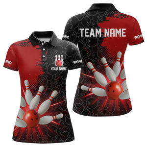 Custom Red&Black Bowling Shirts for Men Women Team Bowling Polo and Quarter Zip MBL97