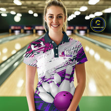 Load image into Gallery viewer, Purple Bowling Shirts for Women Men Custom Team Bowling Jerseys Polo&amp;1/4 Zip Shirt MBL176