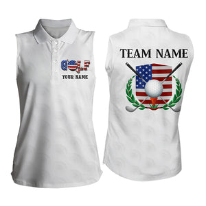 Custom Patriotic Golf Polo Shirt for Men Women Team US Flag Golf Shirts White MMG23
