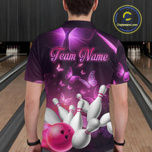 Load image into Gallery viewer, Purple Butterflies Bowling Shirts Men Women Team Bowling Jerseys Polo and Zip Shirt MBL166