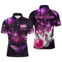 Load image into Gallery viewer, Purple Butterflies Bowling Shirts Men Women Team Bowling Jerseys Polo and Zip Shirt MBL166