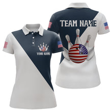 Load image into Gallery viewer, American Flag Bowling Shirts Blue&amp;White Bowling Jersey for Men Women Bowling Jersey MBL34