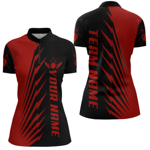 Custom Red Bowling Shirts for Men Women Team Bowling Polo & 1/4 Zip Shirt MBL48