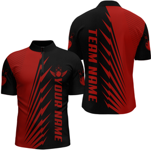 Custom Red Bowling Shirts for Men Women Team Bowling Polo & 1/4 Zip Shirt MBL48