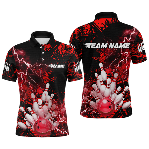 Red Thunder Lightning Bowling Shirt Custom Colorful Bowling Jersey Men Women Team MBL67
