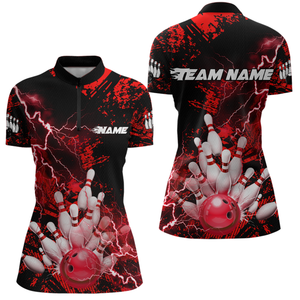 Red Thunder Lightning Bowling Shirt Custom Colorful Bowling Jersey Men Women Team MBL67