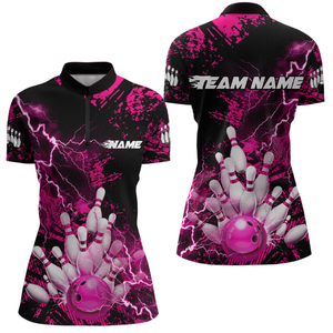 Pink Thunder Lightning Bowling Shirt Custom Colorful Bowling Jersey Men Women Team MBL67