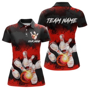 Customize Red Bowling Shirts for Men Women Team Bowling Polo & 1/4 Zip Shirts MBL81