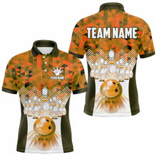 Load image into Gallery viewer, Orange Bowling Shirt for Men 3D Custom Name Bowling Jersey Shirts Team Polo &amp; Quarter-Zip HNT10