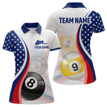 Load image into Gallery viewer, US Flag Billiard Shirt 8 9 Ball Billiard Jersey Billiard Shirt for Women Polo &amp; 1/4 Zip NNT15