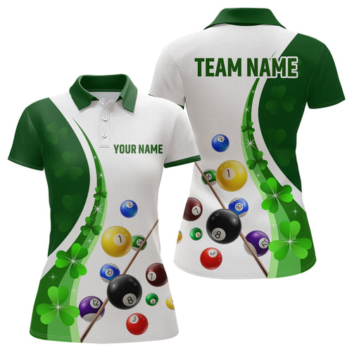 St Patrick Day Funny Ball Billiards Shirt Women Polo & 1/4 Zip Shirts Billiard Team NNT16