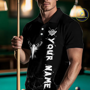 Custom Black Eagle 8 Ball Billiard Shirts for Men Billiard Team Jerseys Polo & 1/4 Zip Shirts NNT52