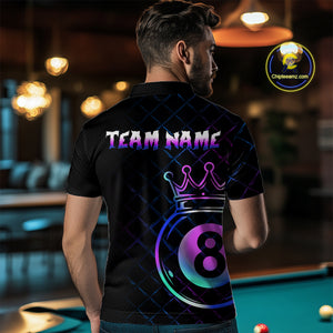 Custom Neon 8 Ball Crown Billiard Shirts for Men Billiard Team Jerseys Polo & 1/4 Zip Shirts NNT53