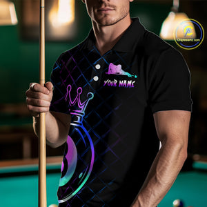 Custom Neon 8 Ball Crown Billiard Shirts for Men Billiard Team Jerseys Polo & 1/4 Zip Shirts NNT53