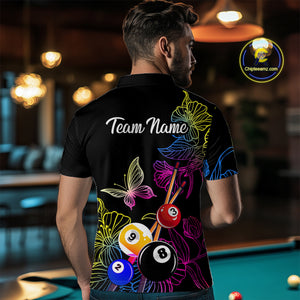 Custom Butterfiles Ball Billiard Shirts for Men Billiard Team Jerseys Polo & 1/4 Zip Shirts NNT51