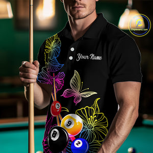 Custom Butterfiles Ball Billiard Shirts for Men Billiard Team Jerseys Polo & 1/4 Zip Shirts NNT51