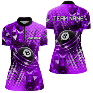 Purple Billiard Shirt 8 Ball Billiard Jersey for Women Billiard Gifts for Women Polo & 1/4 Zip NNT25