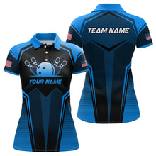 Load image into Gallery viewer, Custom Blue Bowling Jersey for Women Bowling Team Shirts Bowling Uniform Polo &amp; 1/4 Zip HNT158