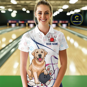 Custom Funny Dog Paw Bowling Women Polo & 1/4 Zip Shirts Bowling Team Jerseys HNT95