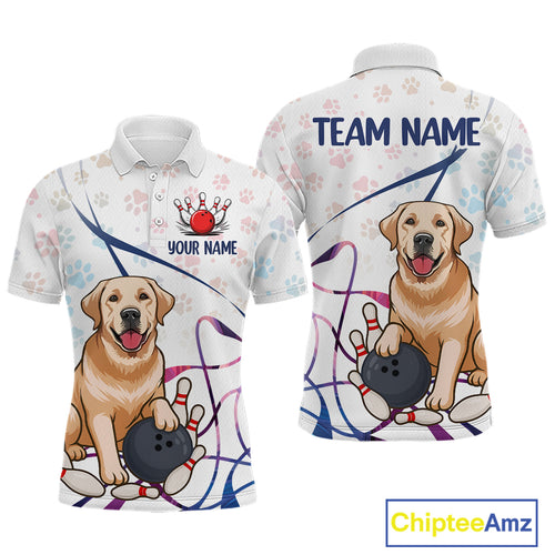 Custom Funny Dog Paw Bowling Men Polo & 1/4 Zip Shirts Bowling Team Jerseys HNT95