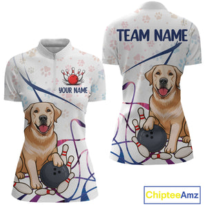 Custom Funny Dog Paw Bowling Women Polo & 1/4 Zip Shirts Bowling Team Jerseys HNT95