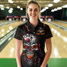 Load image into Gallery viewer, Thunder Bowling Jerseys Women Polo &amp; 1/4 Zip Shirt Skull Bowling Shirt for Women HNT01