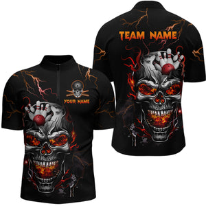 Thunder Bowling Jerseys Men Polo & 1/4 Zip Shirt Skull Bowling Shirt for Men HNT01