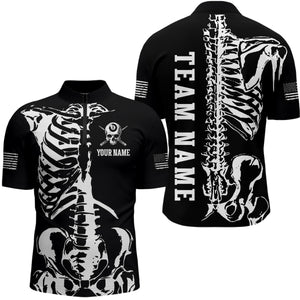 Custom Skull Bone 8 Ball Billiard Shirts for Men Billiard Team Jerseys Polo & 1/4 Zip Shirts NNT47