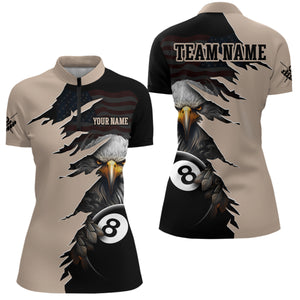 Funny US Flag Eagle Billiard Jersey for Women Billiard Shirt Billiard Gifts Polo & 1/4 Zip NNT14