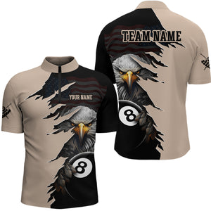 Funny US Flag Eagle Billiard Jersey for Men Billiard Shirt Billiard Gifts Polo & 1/4 Zip NNT14