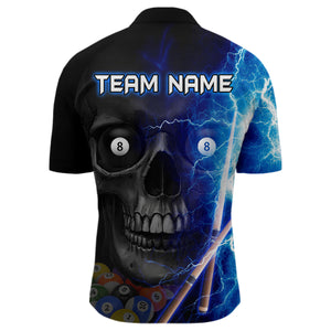 Custom Skull Thunder Billiard Shirts for Men Billiard Team Jerseys Polo & 1/4 Zip Shirts NNT44