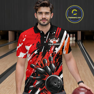 Custom Red Bowling Jersey for Men Bowling Uniform Polo & 1/4 Zip Bowling Team Shirts HNT105