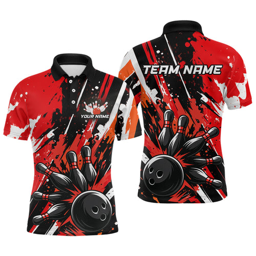 Custom Red Bowling Jersey for Men Bowling Uniform Polo & 1/4 Zip Bowling Team Shirts HNT105