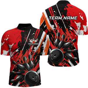 Custom Red Bowling Jersey for Men Bowling Uniform Polo & 1/4 Zip Bowling Team Shirts HNT105