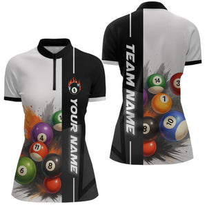 Personalized Women Billiard Shirts Ball Pool Polo & 1/4 Zip Billiard Team Jerseys Billiard Shirt NNT59