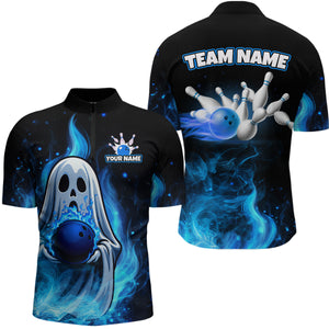 Custom Funny Ghost Halloween Bowling Jersey for Men Polo & 1/4 Zip Bowling Team Shirts HNT121