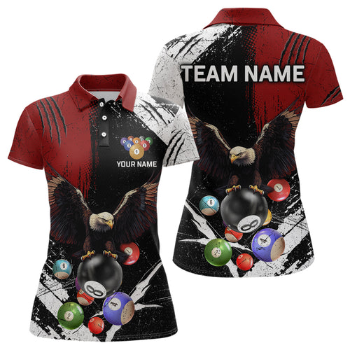 Eagle Custom Red Billiard Team Shirts For Women Bowling League Polo & 1/4 Zip Shirt NNT20