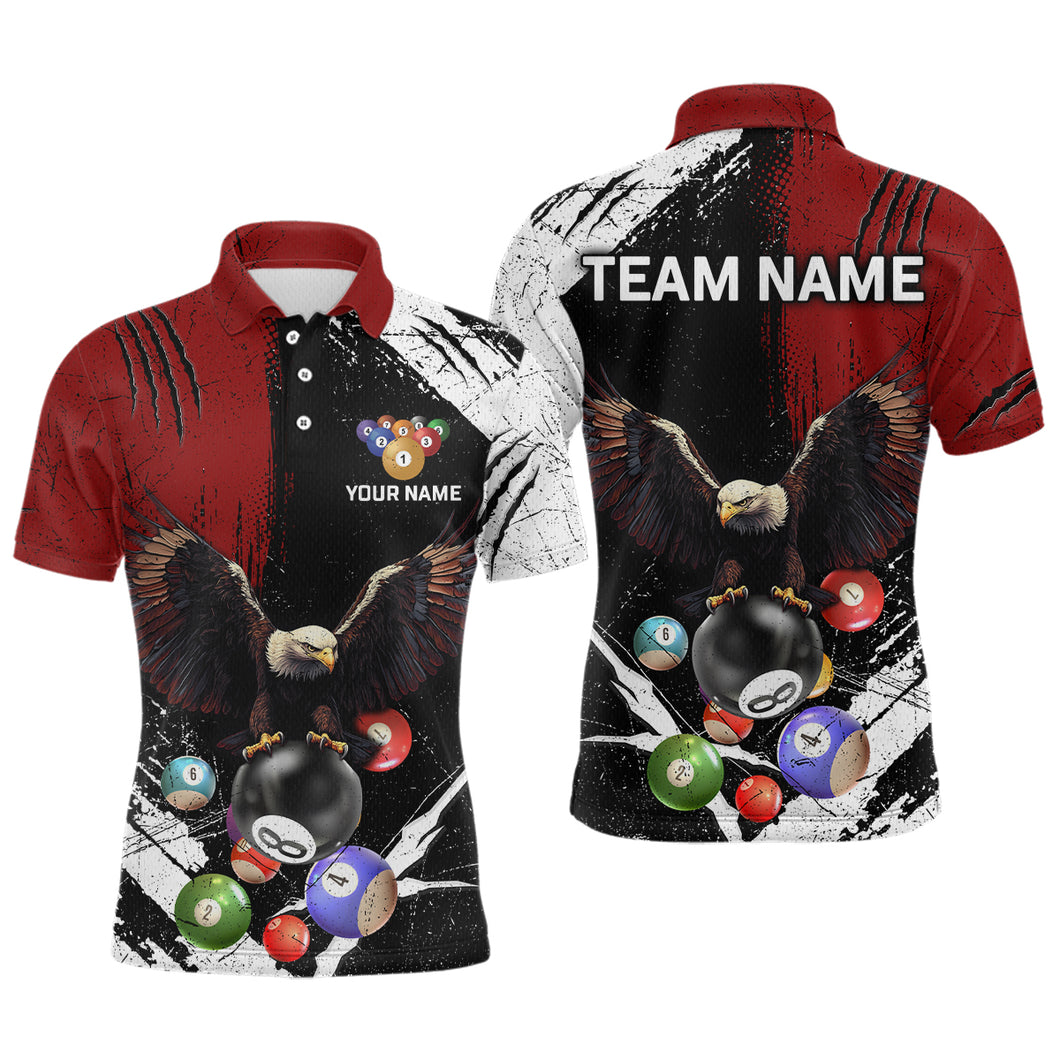 Eagle Custom Red Billiard Team Shirts For Men Bowling League Polo & 1/4 Zip Shirt NNT20