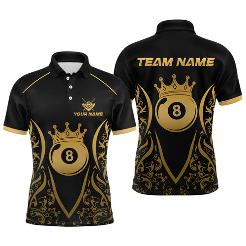 Custom Gold 8 Ball Crown Billiard Shirts for Men and Team Polo & 1/4 Zip Shirts NNT49
