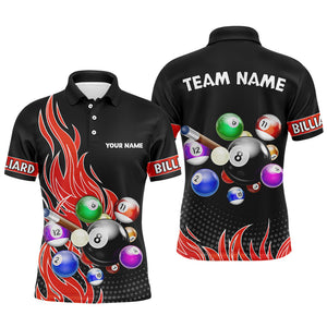 Custom Red Flame Billiard Shirts for Men Billiard Team Jerseys Polo & 1/4 Zip Shirts NNT45