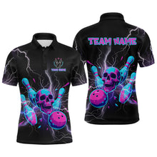 Load image into Gallery viewer, Custom Thunder Skull Flame Bowling Men Polo &amp; 1/4 Zip Shirts Bowling Team Jerseys HNT93
