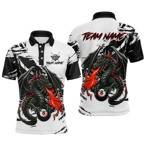 Custom Dragon Flame 8 Ball Billiard Shirts for Men Billiard Team Shirts Polo & 1/4 Zip Shirt NNT82