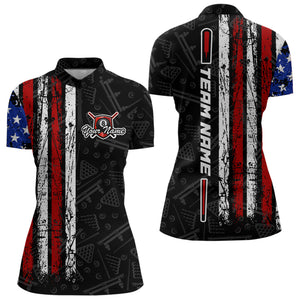American Flag Billiard Jerseys 8 Ball Pool Billiard Shirts for Women Polo & 1/4 Zip Shirt NNT05