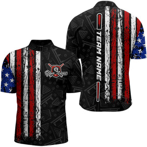 American Flag Billiard Jerseys 8 Ball Pool Billiard Shirts for Men Polo & 1/4 Zip Shirt NNT05