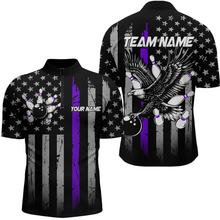 Load image into Gallery viewer, Custom Purple US Flag Eagle Bowling Jersey for Men Bowling Team Shirts Polo &amp; 1/4 Zip HNT119