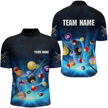 Load image into Gallery viewer, Custom Galaxy 8 Ball Billiard Shirts for Men Billiard Team Shirts Billiard League Polo &amp; 1/4 Zipper NNT85