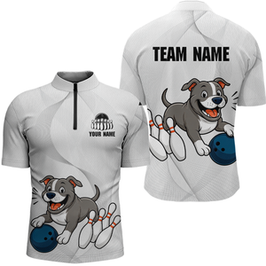 Custom Funny French Bulldog Bowling Men Polo & 1/4 Zip Shirts Bowling Team Jerseys HNT94