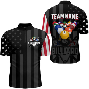 US Flag Billiard Shirt Billiard Jersey for Men Billiard Gifts for Men Team Polo & 1/4 Zip NNT21