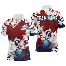 Load image into Gallery viewer, Red White Bowling Shirt for Men Bowling Jersey Shirts Polo &amp; Quarter-Zip Bowling League HNT18